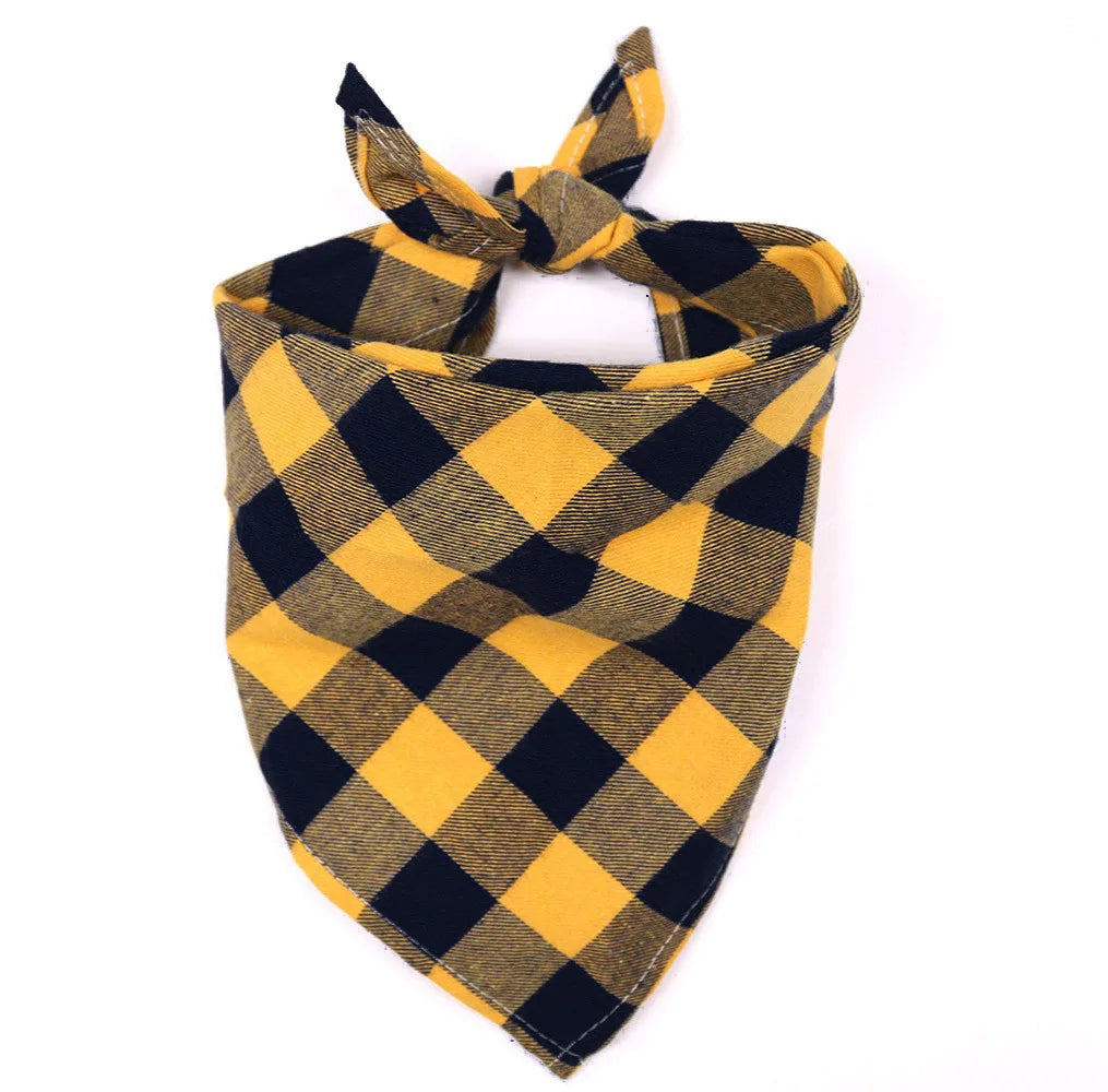 Dog Bandanas Large Pet Scarf Bandana For Dog Cotton Plaid Washable Bow Tie Collar Cat Puppy Triangular Scarf Bib Dog Accessories