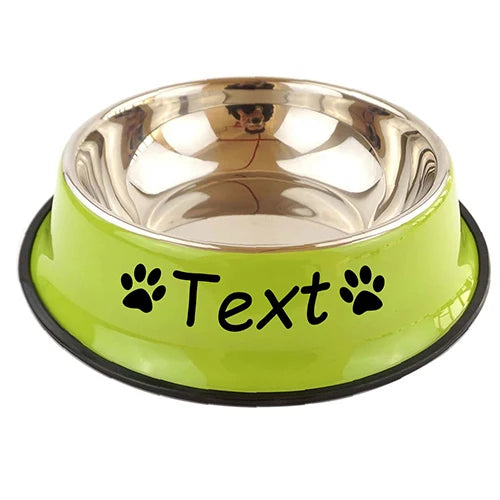 Custom Name Dog Cat Stainless Steel Bowl Pet Colorful Water Food Non slip dining basin Circular Personalized Bowl Multi size