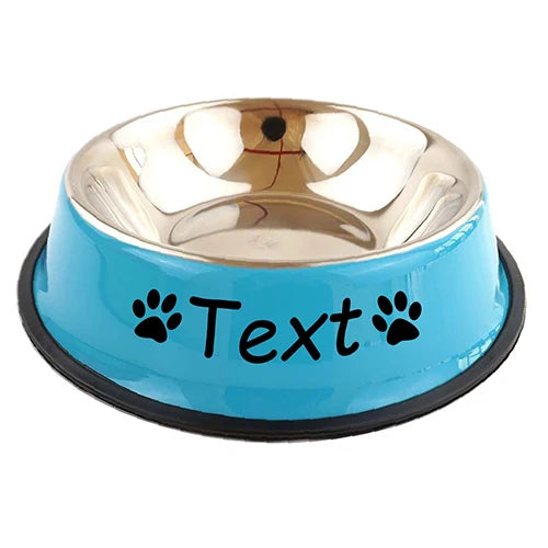 Custom Name Dog Cat Stainless Steel Bowl Pet Colorful Water Food Non slip dining basin Circular Personalized Bowl Multi size