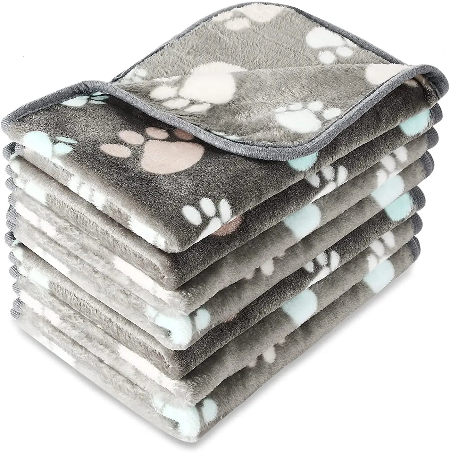 Dog Cat Hamster Fleece Blanket Soft Warm Coral Dog Paw Bones Print Bed Washable Breathable Pet Kitten Puppy Protective Couch