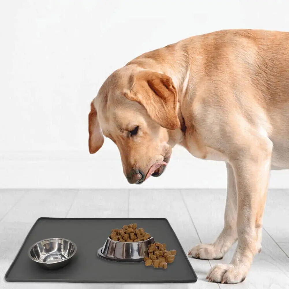 Dog Placemat Waterproof Silicone Pet Food Mat with Raised Edges for Dogs Cats Non-slip Feeding Placemat for Bowls for Kittens