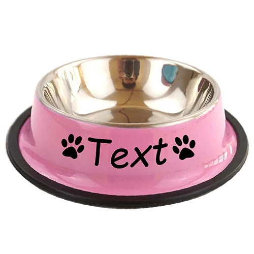 Custom Name Dog Cat Stainless Steel Bowl Pet Colorful Water Food Non slip dining basin Circular Personalized Bowl Multi size