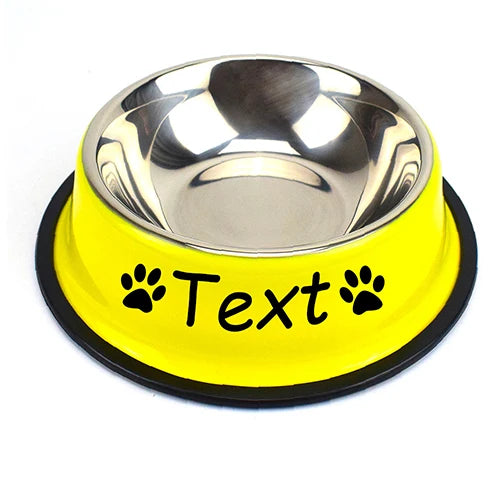 Custom Name Dog Cat Stainless Steel Bowl Pet Colorful Water Food Non slip dining basin Circular Personalized Bowl Multi size