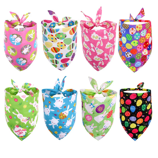 50pcs Dog Bandana Rabbit Easter Pet Accessories Small Dog Cat Bandanas Scarf  Puppy Bib Holiday Dog Products Pet Supplies