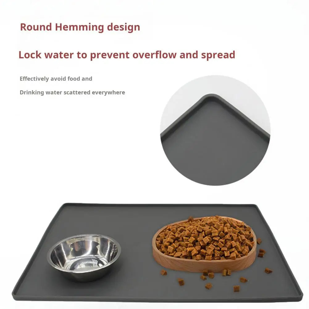 Dog Placemat Waterproof Silicone Pet Food Mat with Raised Edges for Dogs Cats Non-slip Feeding Placemat for Bowls for Kittens