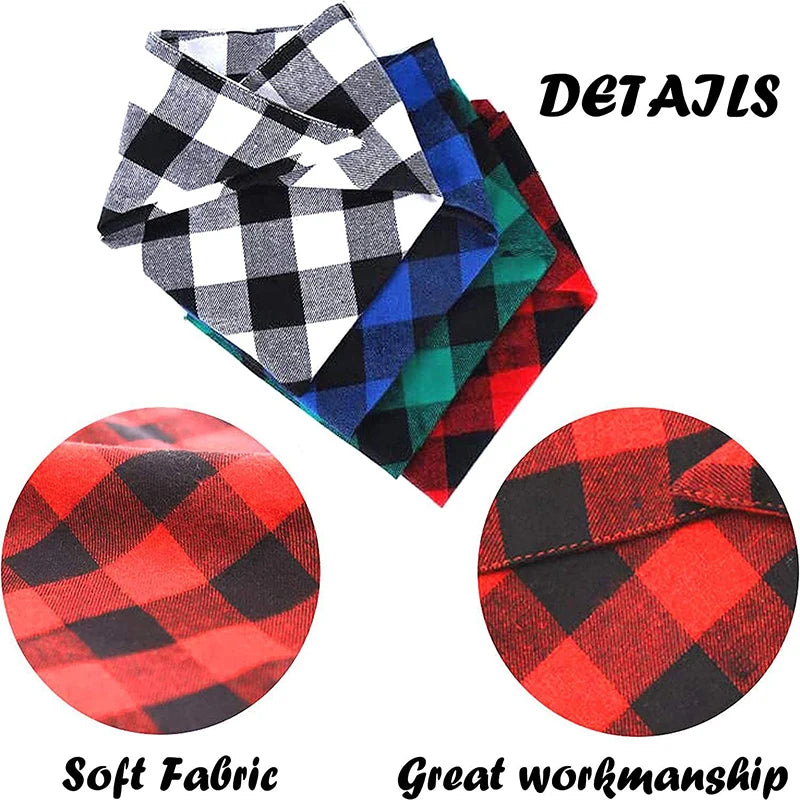 Dog Bandanas Large Pet Scarf Bandana For Dog Cotton Plaid Washable Bow Tie Collar Cat Puppy Triangular Scarf Bib Dog Accessories