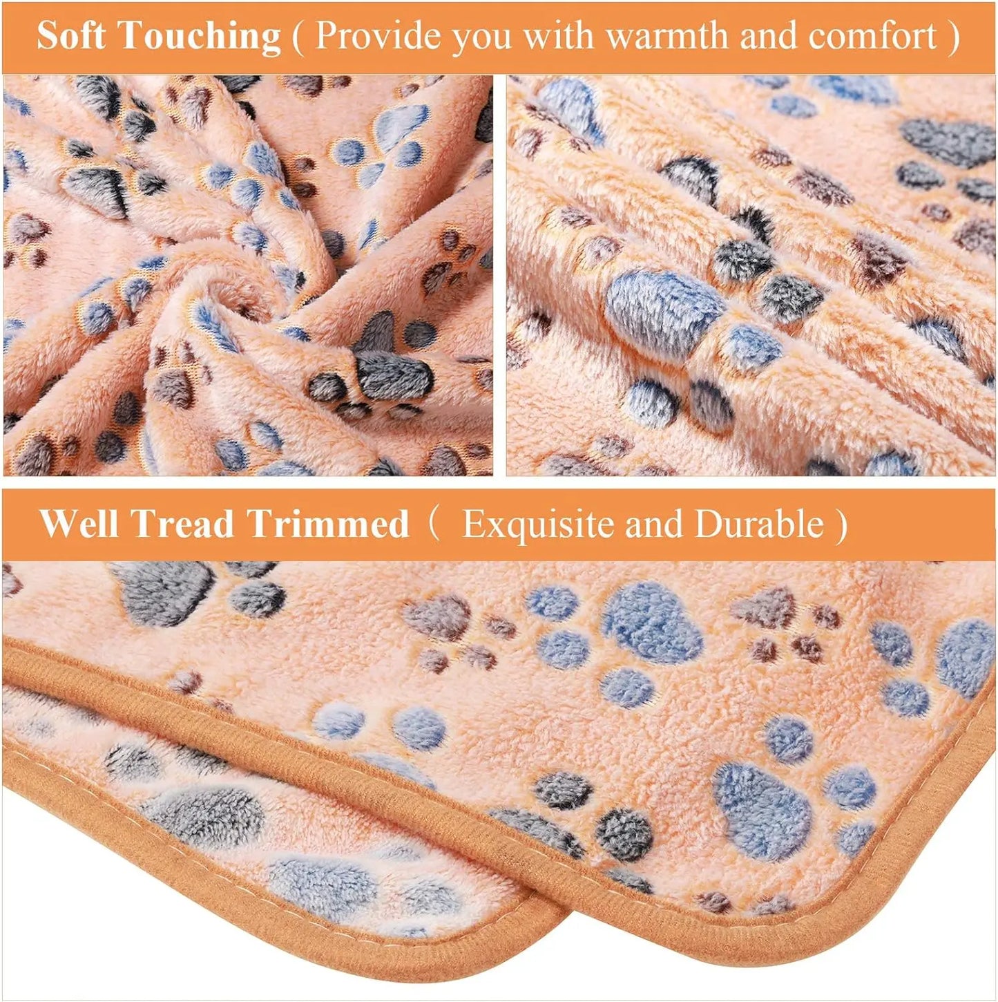 Dog Cat Hamster Fleece Blanket Soft Warm Coral Dog Paw Bones Print Bed Washable Breathable Pet Kitten Puppy Protective Couch