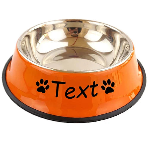 Custom Name Dog Cat Stainless Steel Bowl Pet Colorful Water Food Non slip dining basin Circular Personalized Bowl Multi size