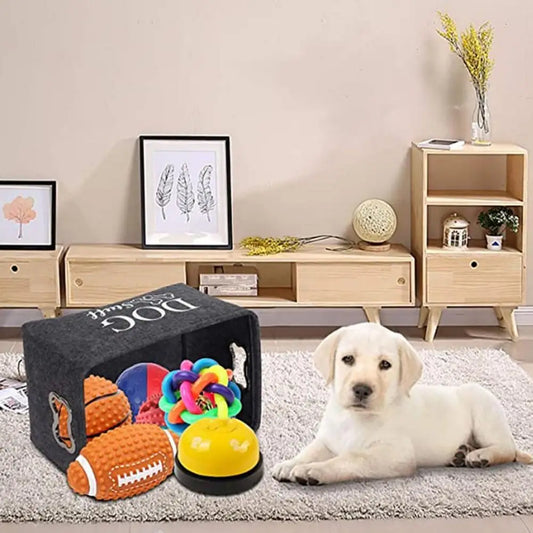 Cat Dog Toy Organizer Pet Toy Storage Basket Pet Toy Dog Storage Box with Handle Organizer for Clothing Blankets Household Items