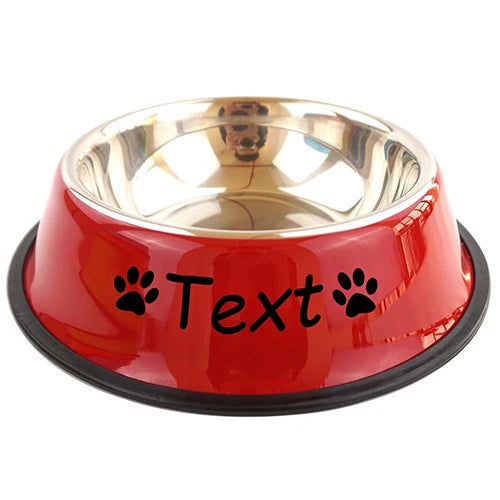 Custom Name Dog Cat Stainless Steel Bowl Pet Colorful Water Food Non slip dining basin Circular Personalized Bowl Multi size