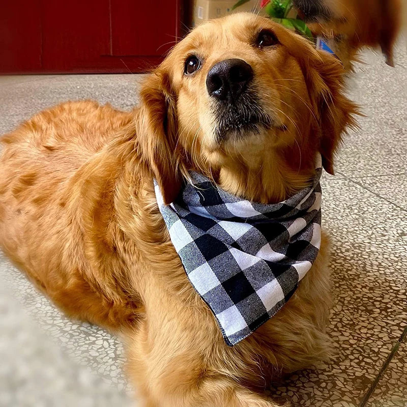 Dog Bandanas Large Pet Scarf Bandana For Dog Cotton Plaid Washable Bow Tie Collar Cat Puppy Triangular Scarf Bib Dog Accessories