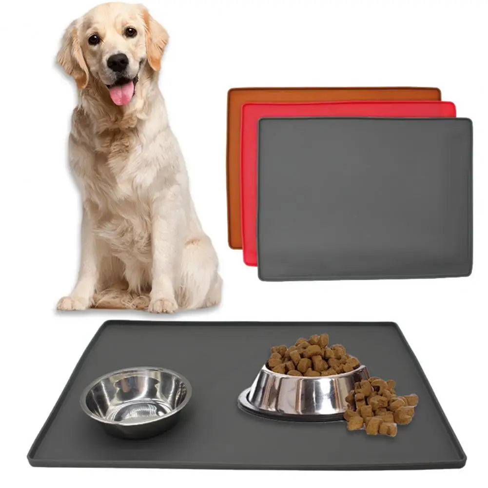 Dog Placemat Waterproof Silicone Pet Food Mat with Raised Edges for Dogs Cats Non-slip Feeding Placemat for Bowls for Kittens